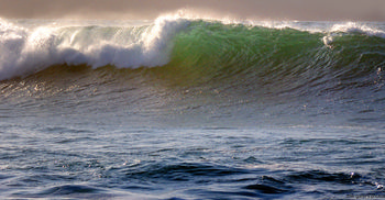 Light wave This landscape photograph captures a powerful light wave breaking along the coast in the United Kingdom on a clear autumn afternoon. The light filters through the crest of the wave, illuminating the greenish-blue water and highlighting the natural beauty of this coastal scene. The undulating ocean and the dynamic movement of the waves emphasize the raw energy of nature. The absence of urban features ensures the focus remains on the interaction between light and water, typical of the natural coastal environments found in the United Kingdom during the autumn season.